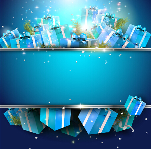 gift box christmas blue background 