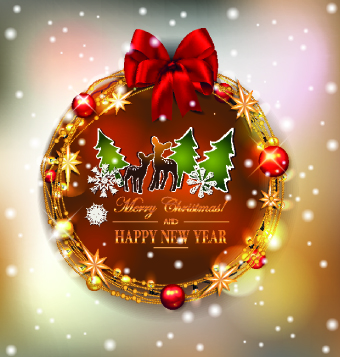 Christmas garland with baubles background vector 02