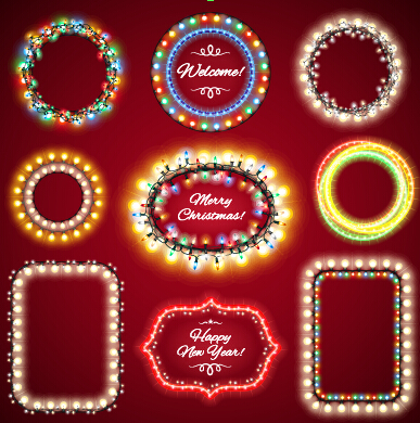 Christmas with new year light framework vector 01