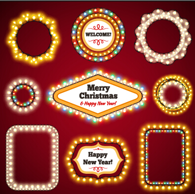 Christmas with new year light framework vector 02