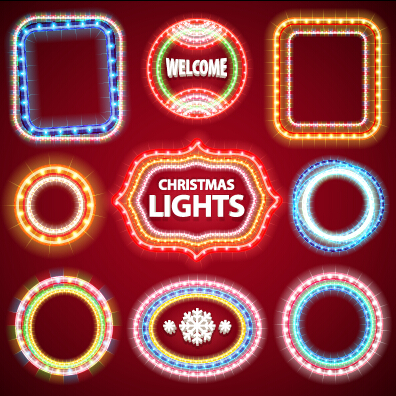 Christmas with new year light framework vector 03
