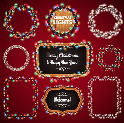 Christmas with new year light framework vector 04