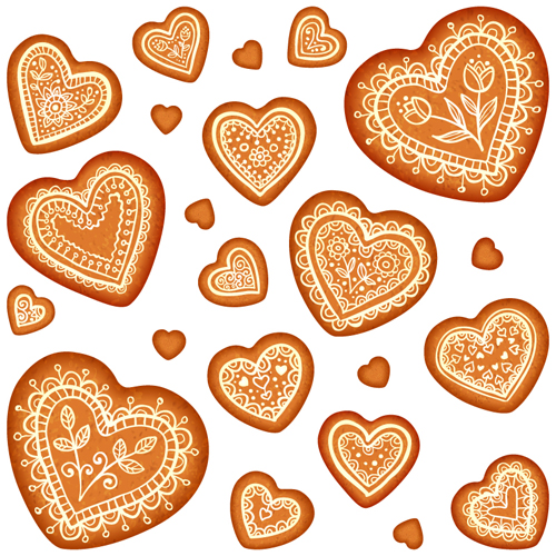 Cookie heart vector seamless pattern