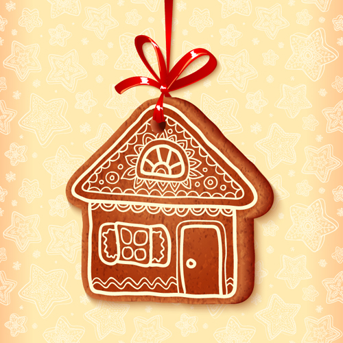 Cute cookie christmas ornament vector 01