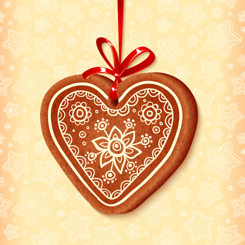 Cute cookie christmas ornament vector 02