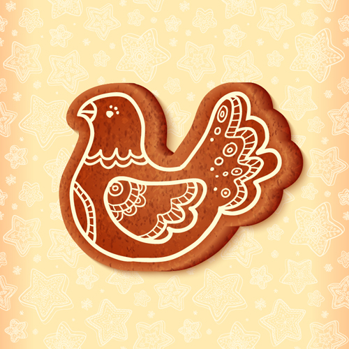 Cute cookie christmas ornament vector 03