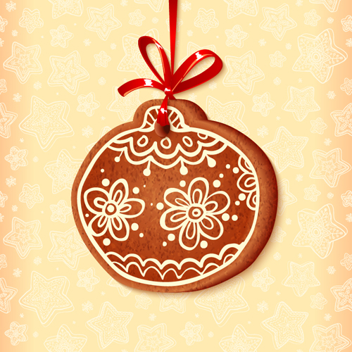 Cute cookie christmas ornament vector 05