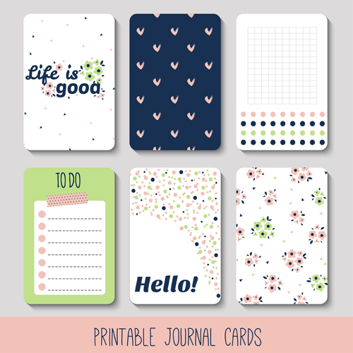 Cute journal cards vector material 01 Cute journal cards vector material 01