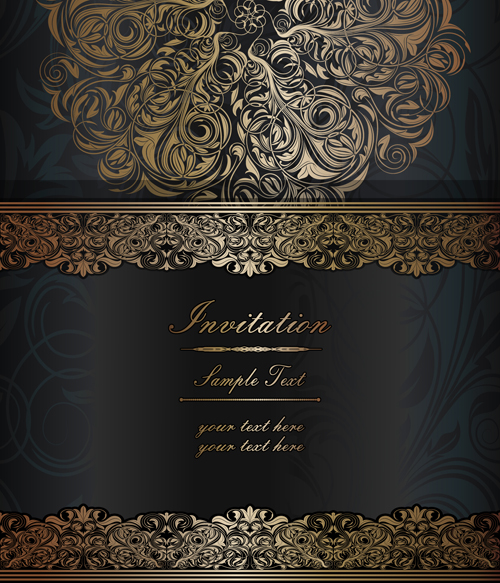 Dark style floral vintage backgrounds vector graphics 05
