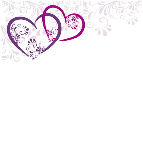 Elegant heart with floral background vector 03