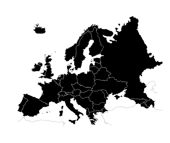 silhouettes silhouette map Europe 