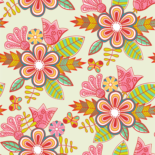 Set of Floral patterns elements vector 02
