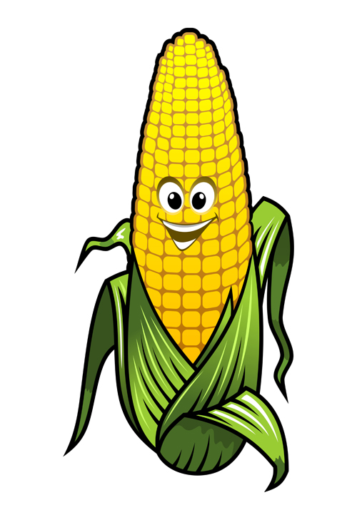 Funny corn cartoon styles vectors 03