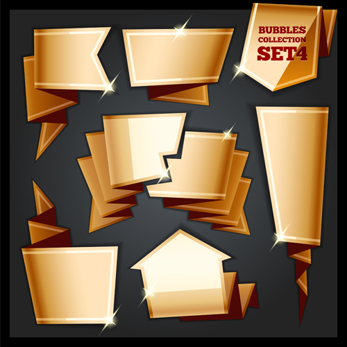 Golden origami speech bubbles vector