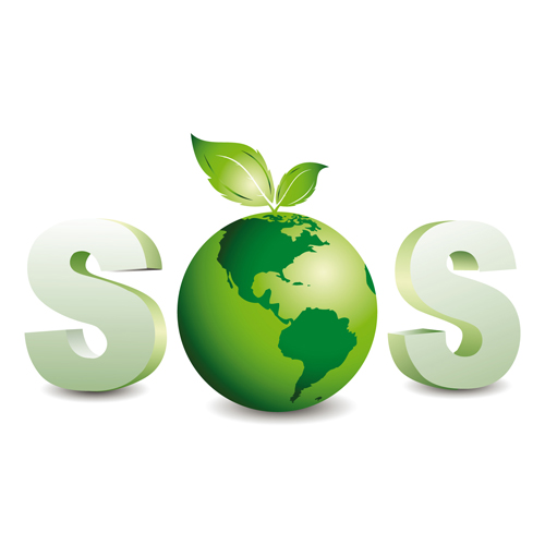 Think Green Earth design elements vector 03