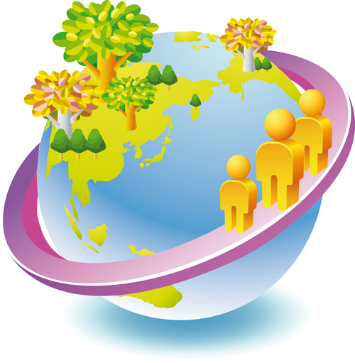 Think Green Earth design elements vector 04