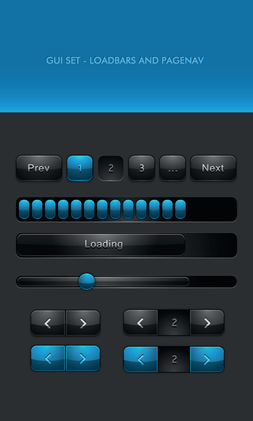 black and blue web button vector set 04