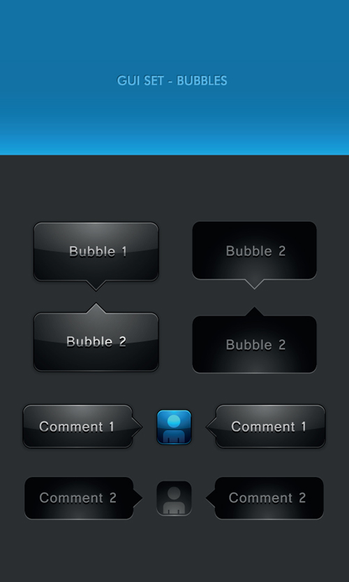 black and blue web button vector set 07