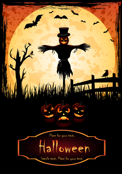Happy halloween night background 07 vector set