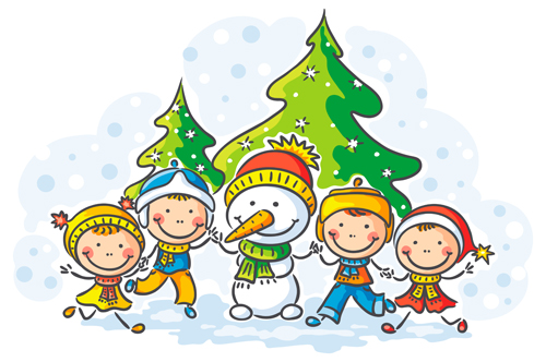 Happy winter children cartoon vector 04 Happy winter children cartoon vector 04