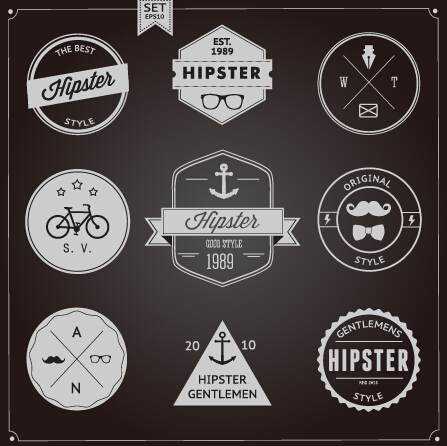 badges and labels vector graphics 03 Hipster style badges and labels vector graphics 03
