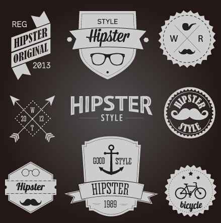 badges and labels vector graphics 04 Hipster style badges and labels vector graphics 04