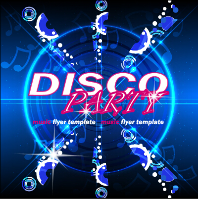 Music disco party flyer design vector material 01