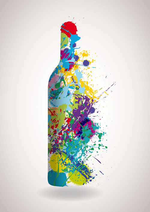 Oil watercolor wine bottle background