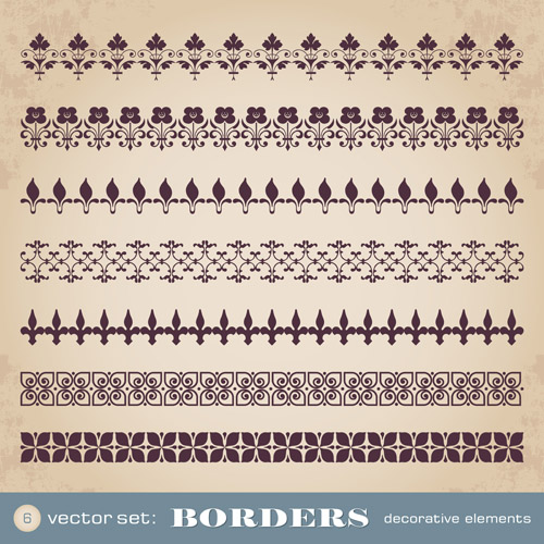Ornaments borders decorative elements vector set 02