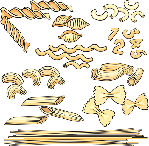 Different Pasta elements vector set 03