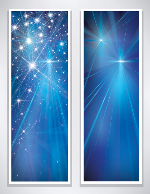 Shiny blue style banners vector graphics 03