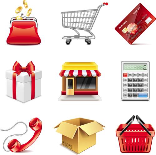 shopping icons elements 