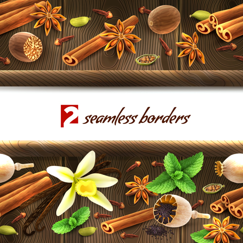 spices seamless design borders 