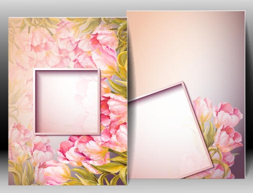Spring flowers cards set vector 03