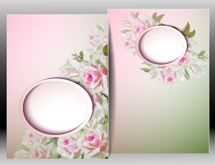 Spring flowers cards set vector 04