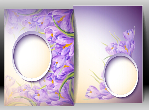 Spring flowers cards set vector 05