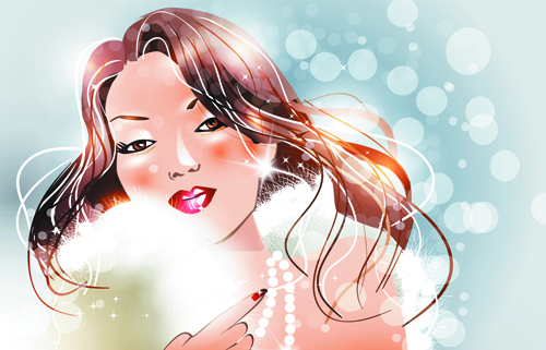 Stylish Glamour Girls design elements vector 04