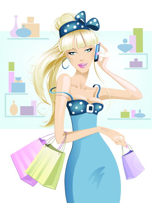 Stylish Glamour Girls design elements vector 05