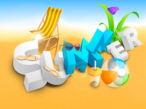 y beach creative background vecor 02 Summer holiday beach creative background vecor 02