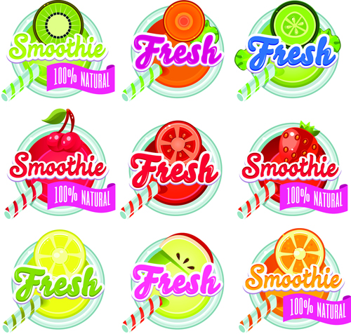 labels fruits fresh drinks 