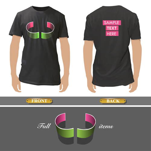T shirt front and back creative design vector set 09