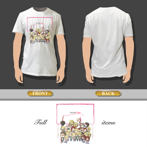T shirt front and back creative design vector set 10