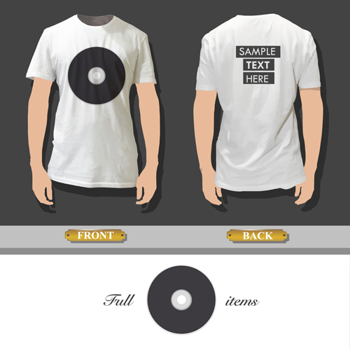 T shirt front and back creative design vector set 11