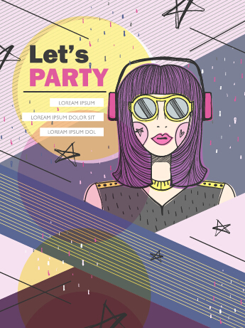 Various of party poster creative vector 02
