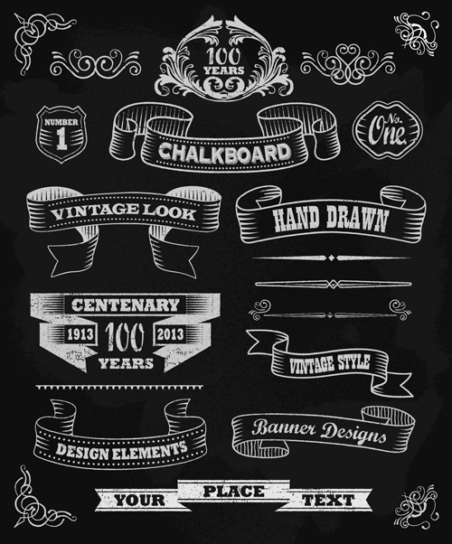 Vintage black and white labels with ornaments vector 02