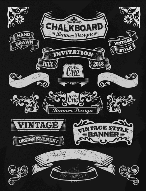 ornaments ornament labels label blackboard black and white banners banner 