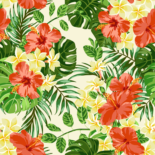 Vintage flowers vectors seamless pattern 02