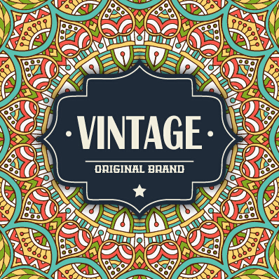 Vintage frame with ethnic pattern vector backgrounds 10