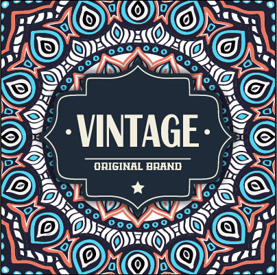 Vintage frame with ethnic pattern vector backgrounds 11