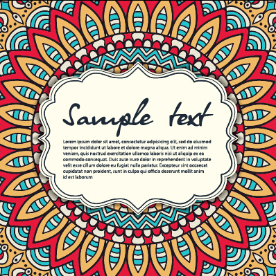 Vintage frame with ethnic pattern vector backgrounds 21